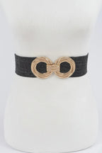 Metal Oo Buckle Plus Size Stretch Straw Belt | Mixtshop LLC