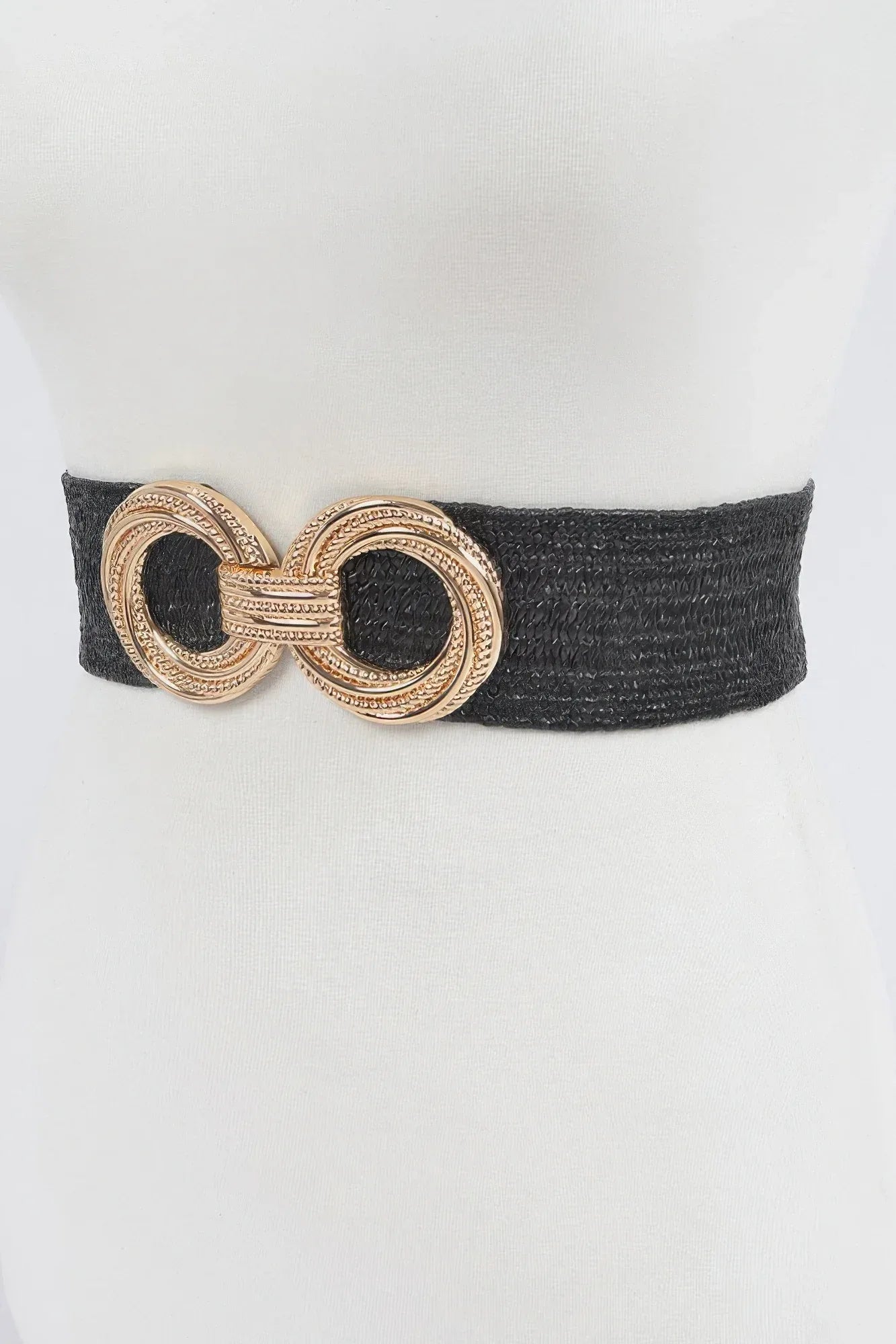 Metal Oo Buckle Plus Size Stretch Straw Belt | Mixtshop LLC