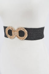 Metal Oo Buckle Plus Size Stretch Straw Belt | Mixtshop LLC