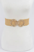 Metal Oo Buckle Plus Size Stretch Straw Belt | Mixtshop LLC