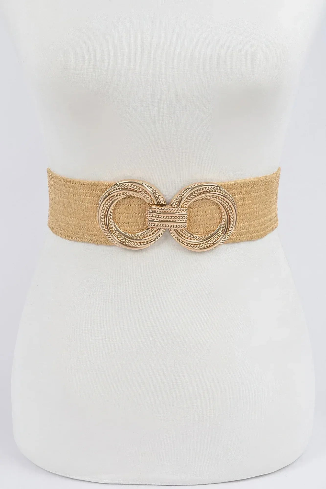 Metal Oo Buckle Plus Size Stretch Straw Belt | Mixtshop LLC