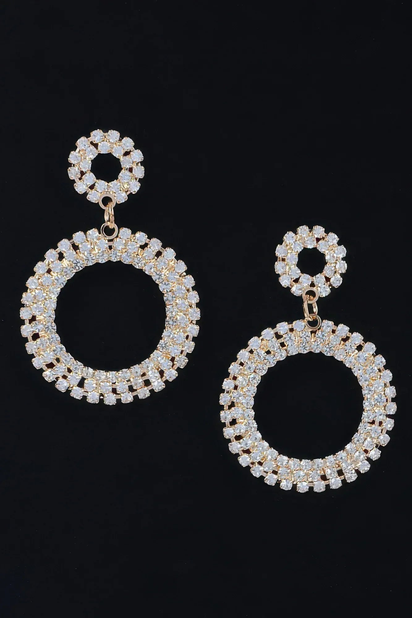 Rhinestone Round Circle Dangle Earring | Mixtshop LLC Main image