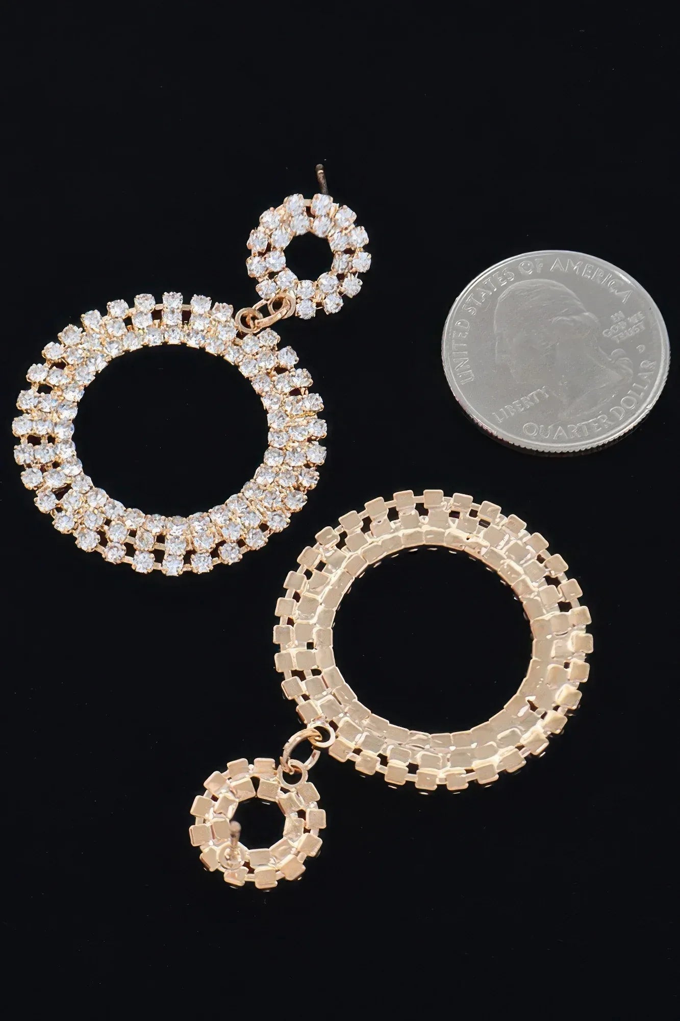 Rhinestone Round Circle Dangle Earring Secondary image