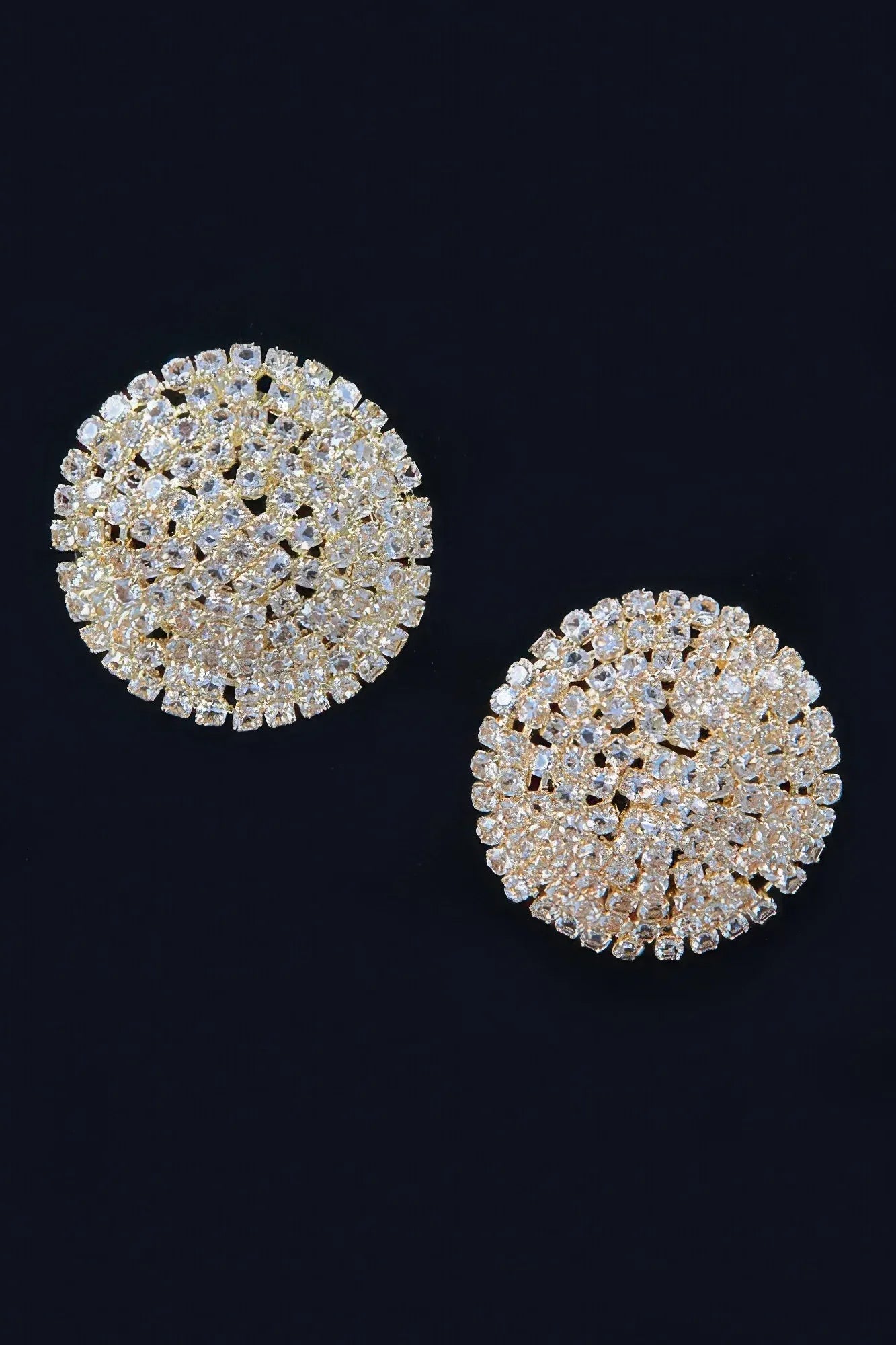 Round Shape Rhinestone Stud Earrings | Mixtshop LLC Main image