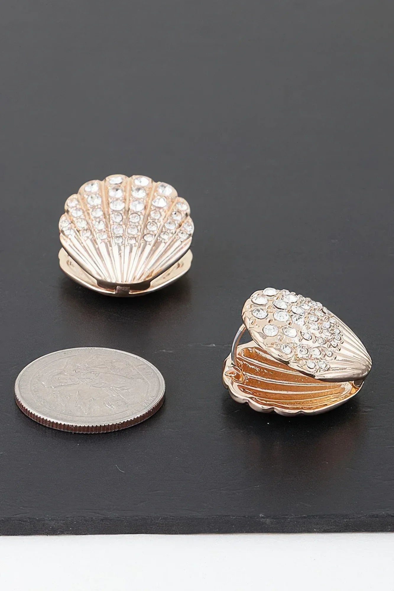 Jeweled Clam Shell Earrings Secondary image