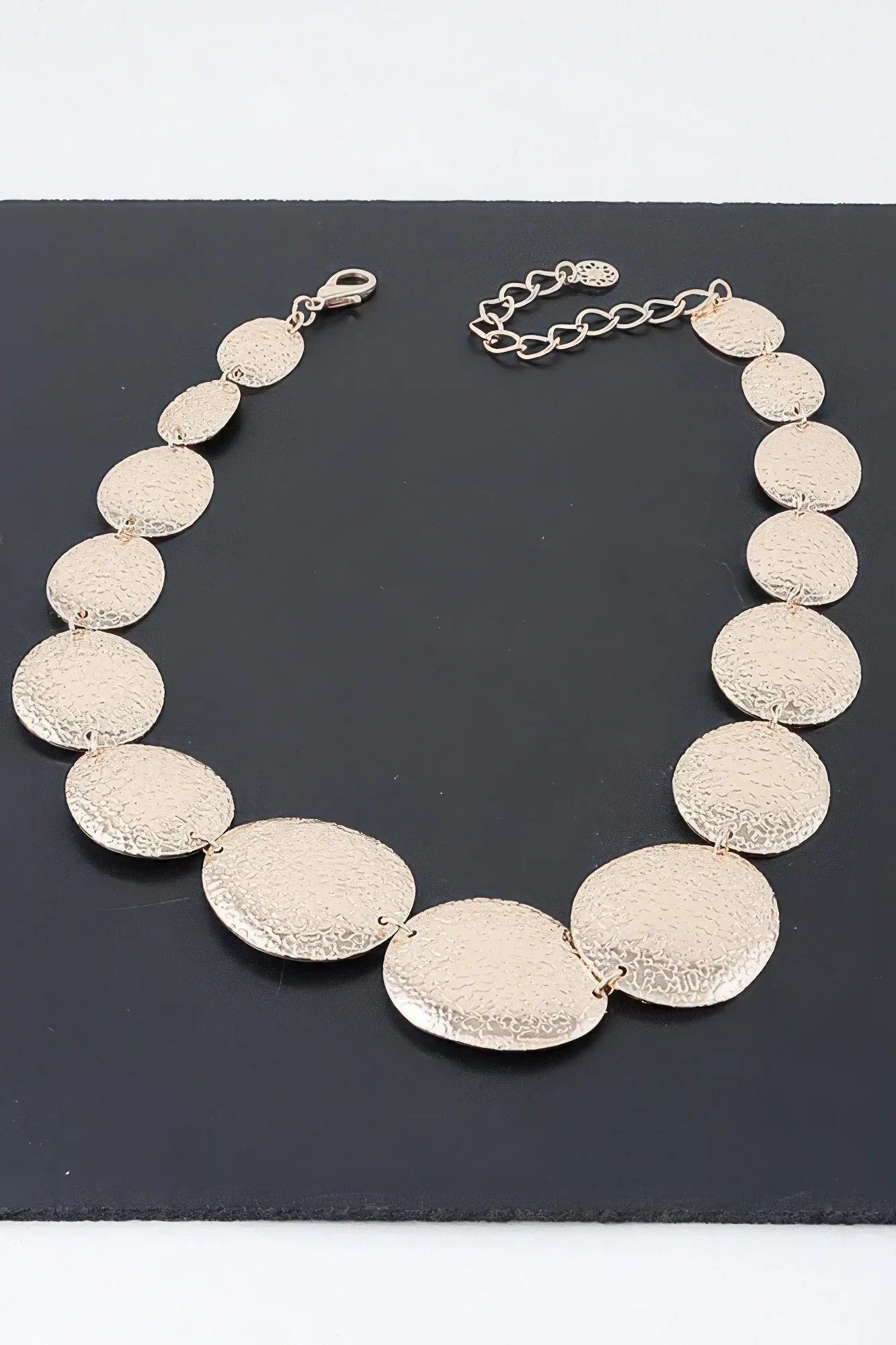 Multi Hammered Disk Necklace Secondary image
