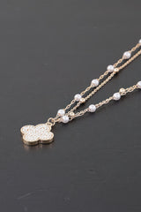 Double Pearled Clover Necklace | Mixtshop LLC