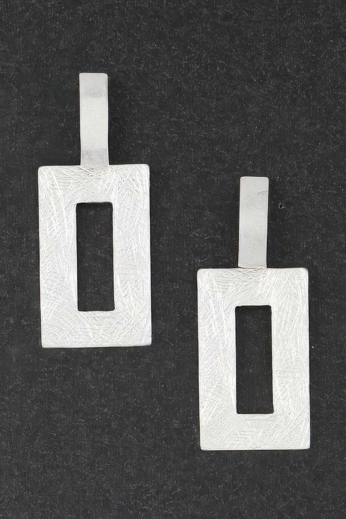 Modern Brushed Frame Earrings Secondary image