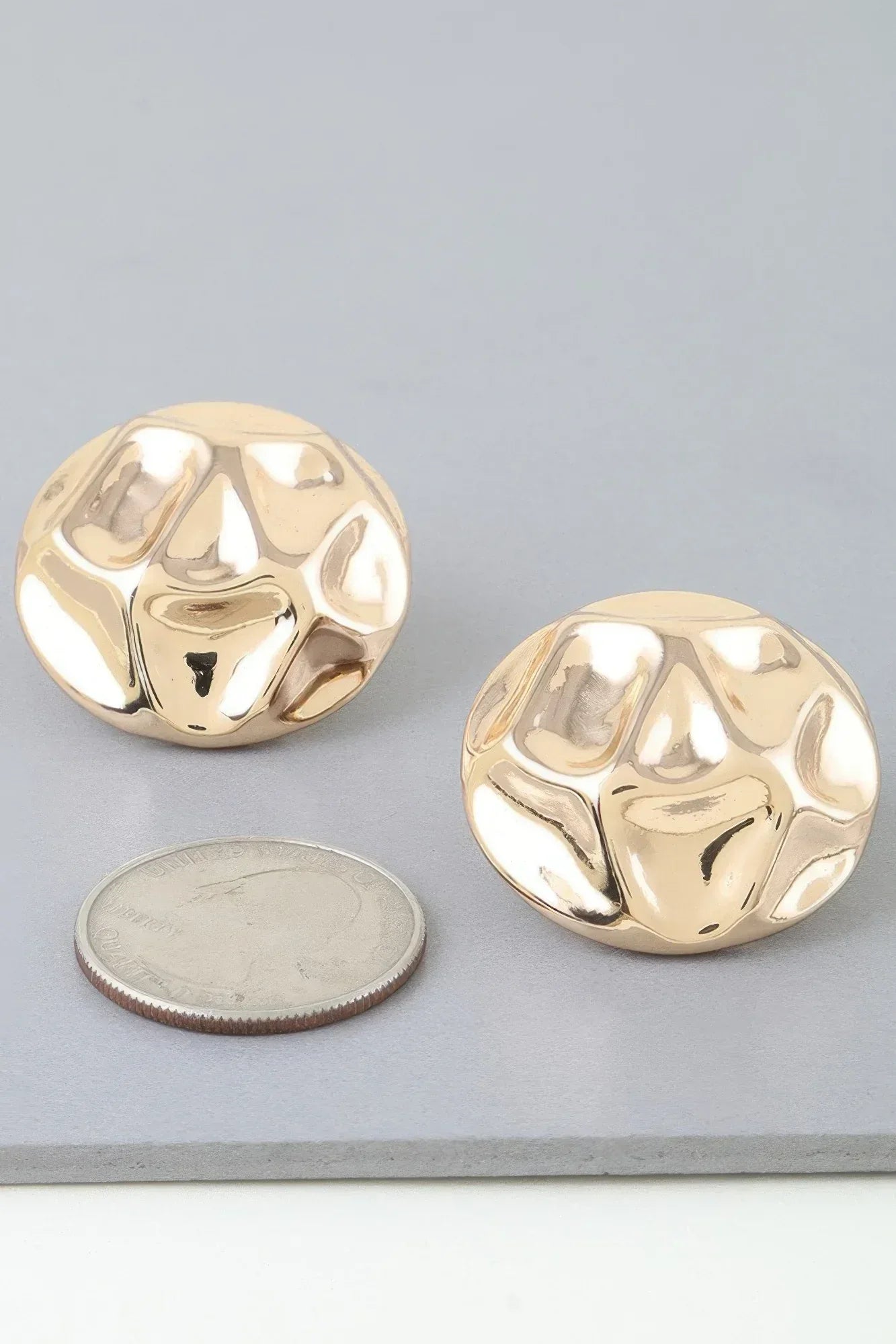 Shiny Hammered Dome Earrings | Mixtshop LLC Main image