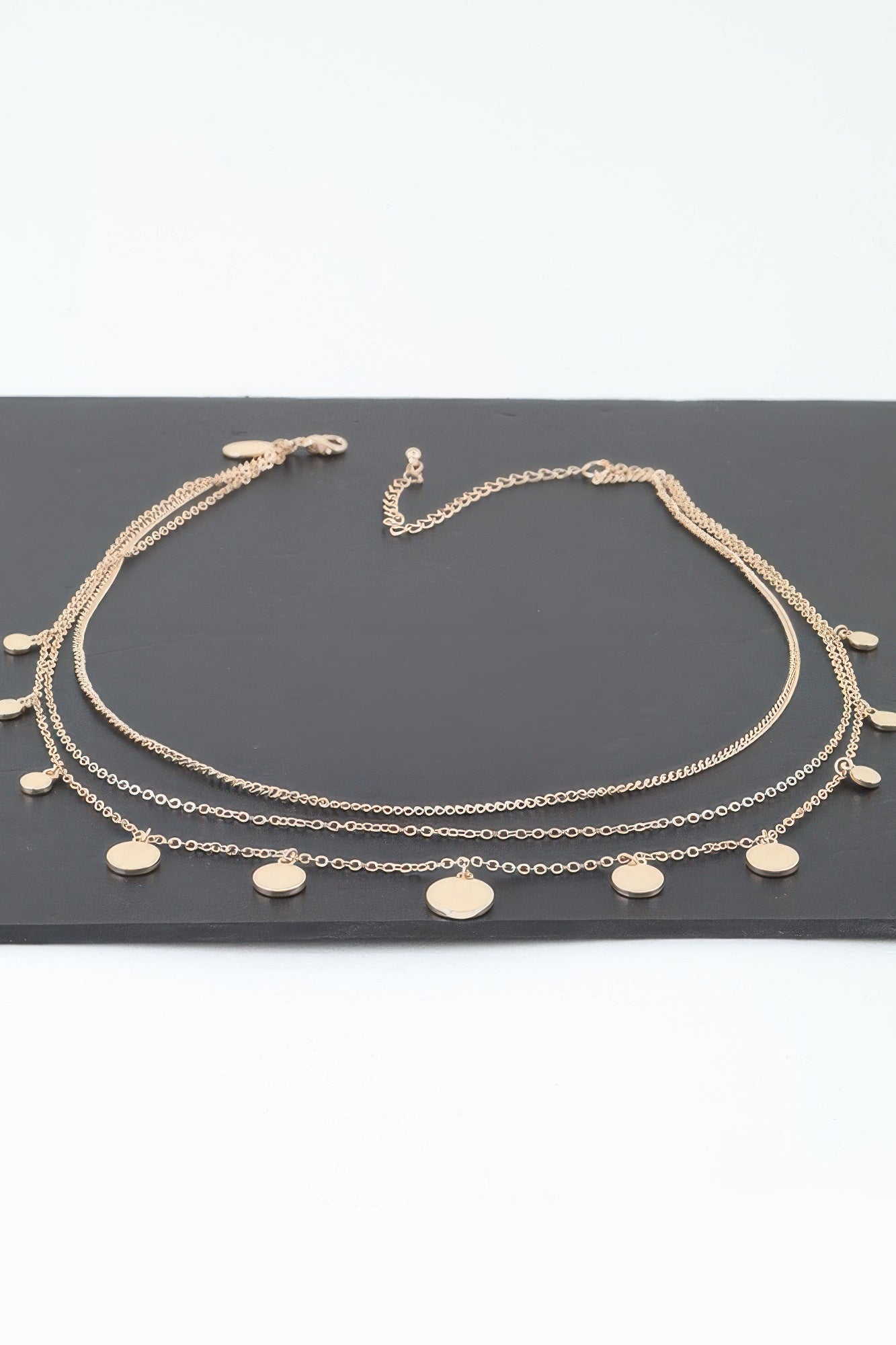 Triple Round Charm Chain Necklace Secondary image