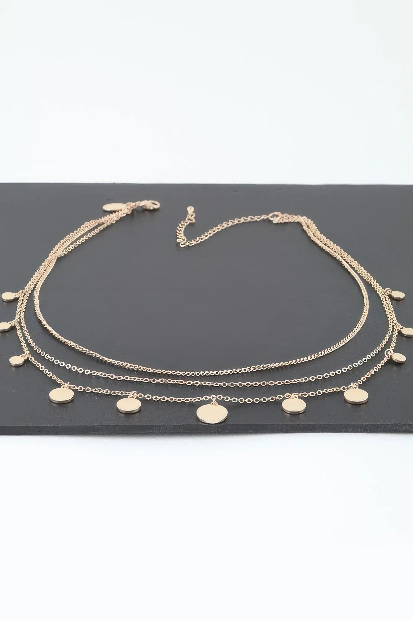 Triple Round Charm Chain Necklace | Mixtshop LLC