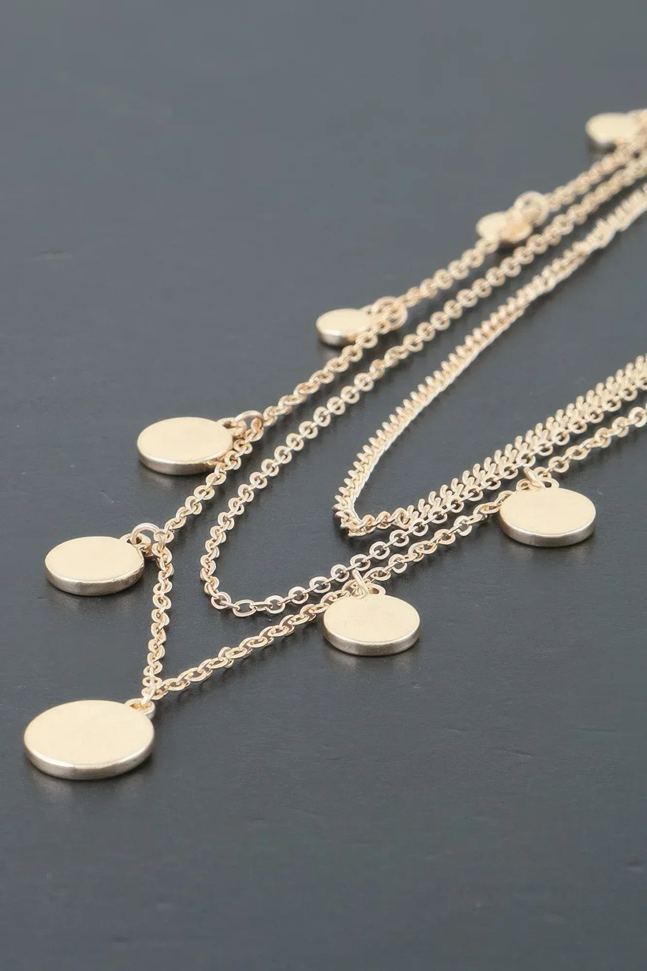 Triple Round Charm Chain Necklace | Mixtshop LLC