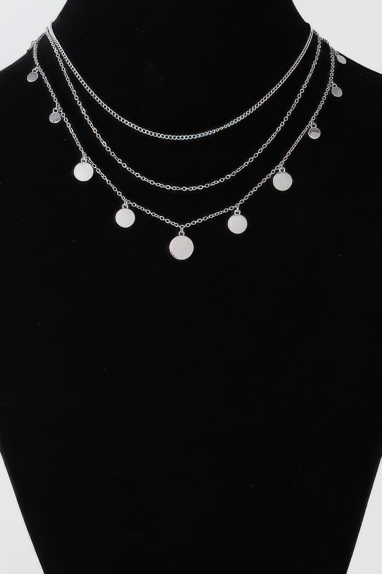 Triple Round Charm Chain Necklace | Mixtshop LLC