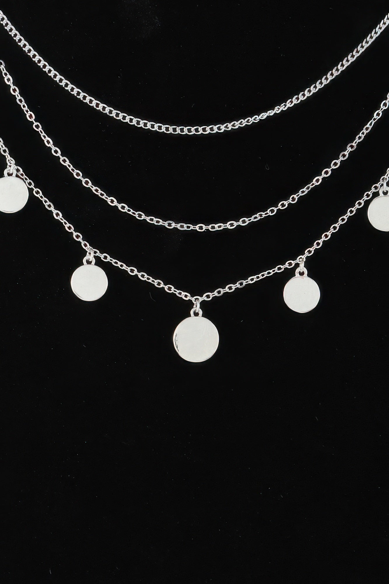 Triple Round Charm Chain Necklace | Mixtshop LLC