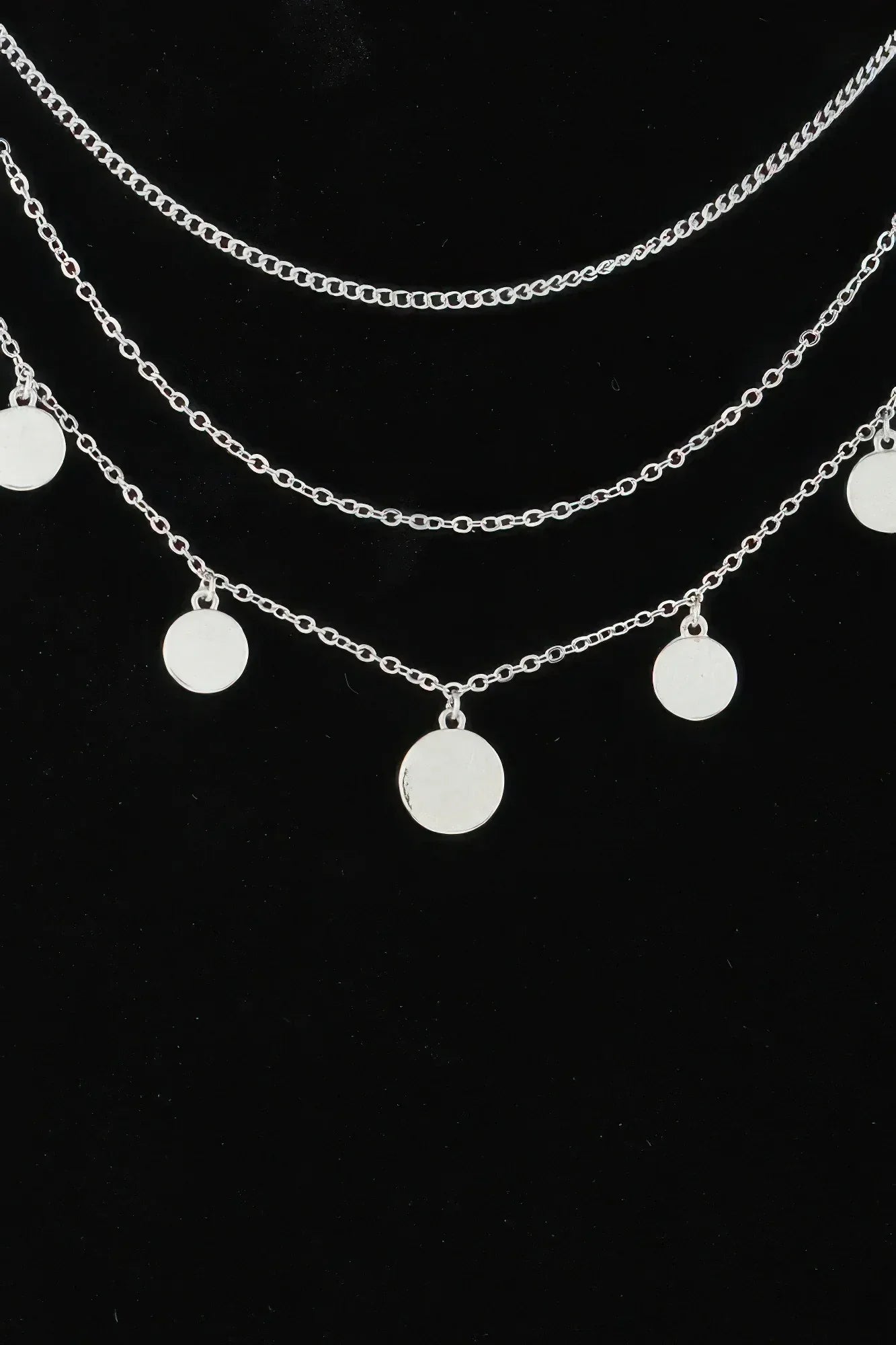 Triple Round Charm Chain Necklace | Mixtshop LLC