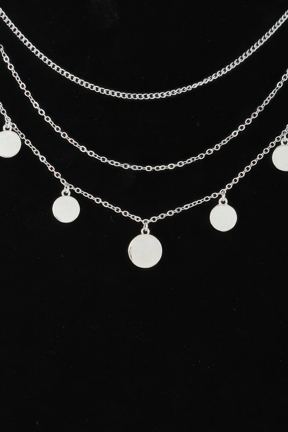 Triple Round Charm Chain Necklace | Mixtshop LLC