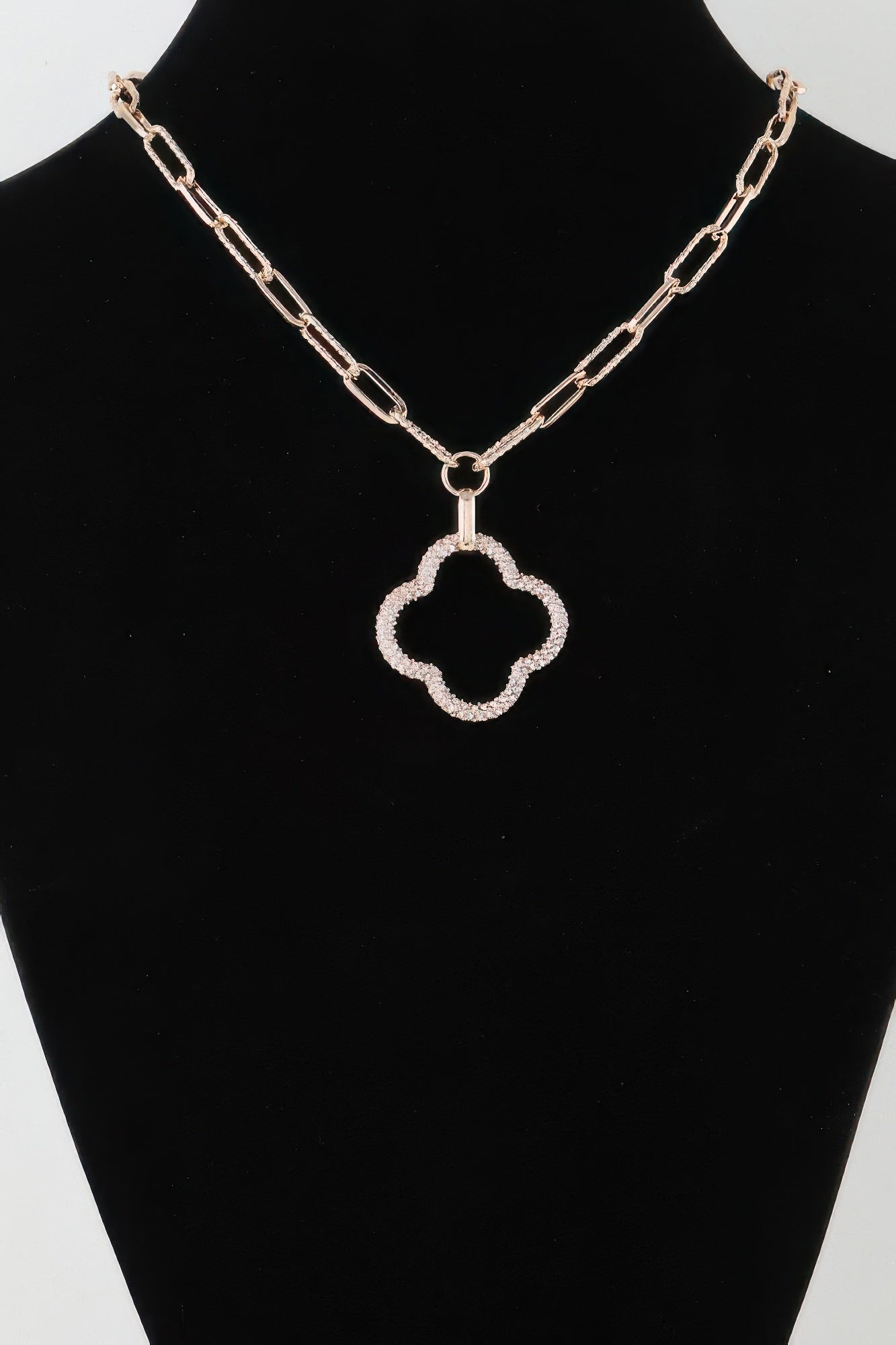 Jeweled Open Clover Chain Necklace | Mixtshop LLC