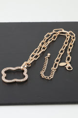 Jeweled Open Clover Chain Necklace | Mixtshop LLC