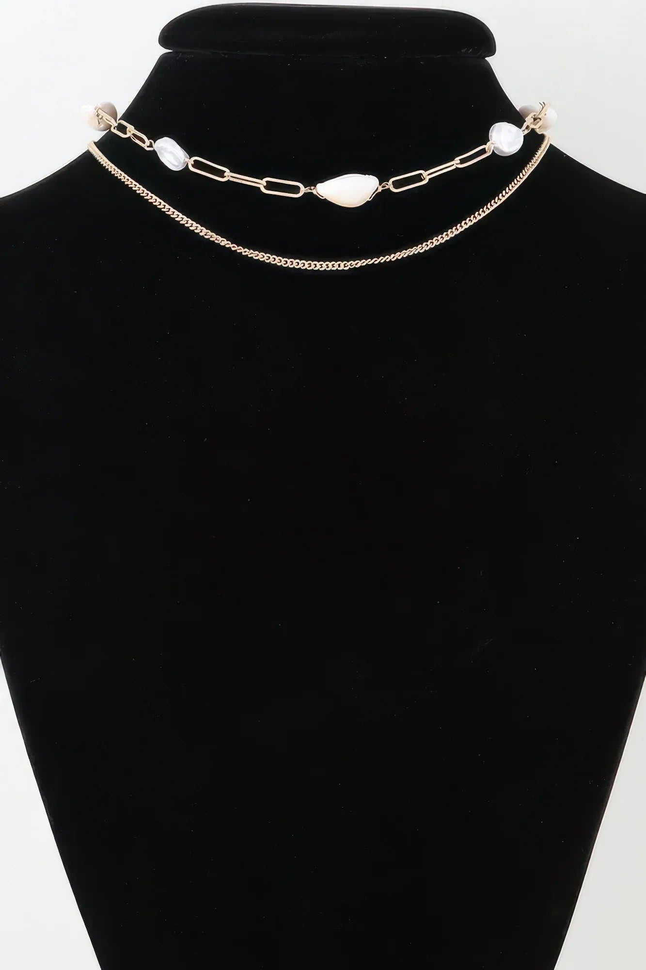 Double Pearl Chain Necklace | Mixtshop LLC Main image