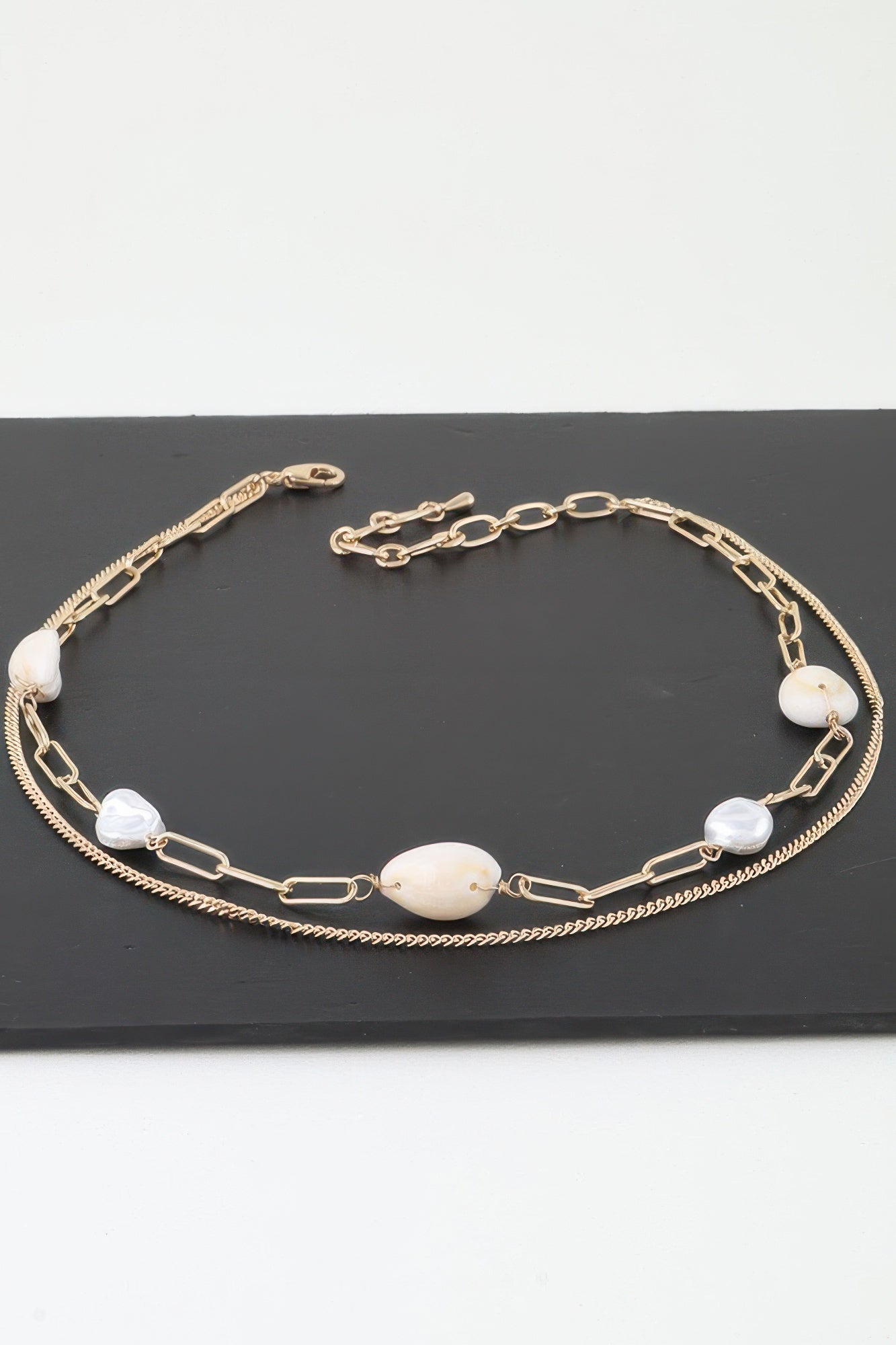 Double Pearl Chain Necklace | Mixtshop LLC