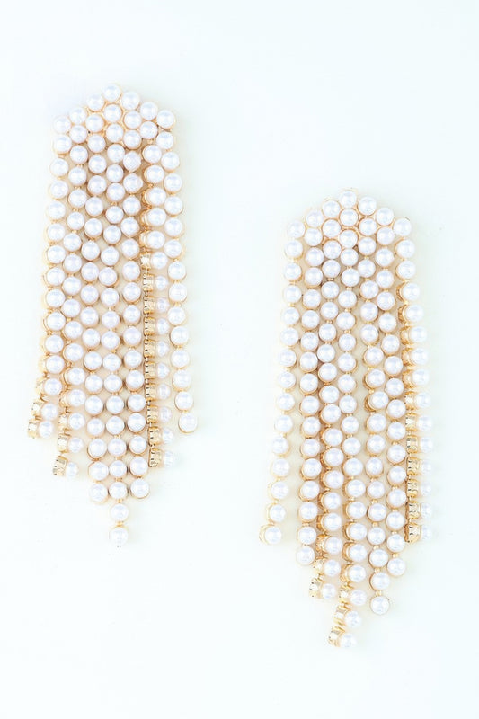 Multi Pearl Curtain Drop Earrings | Mixtshop LLC