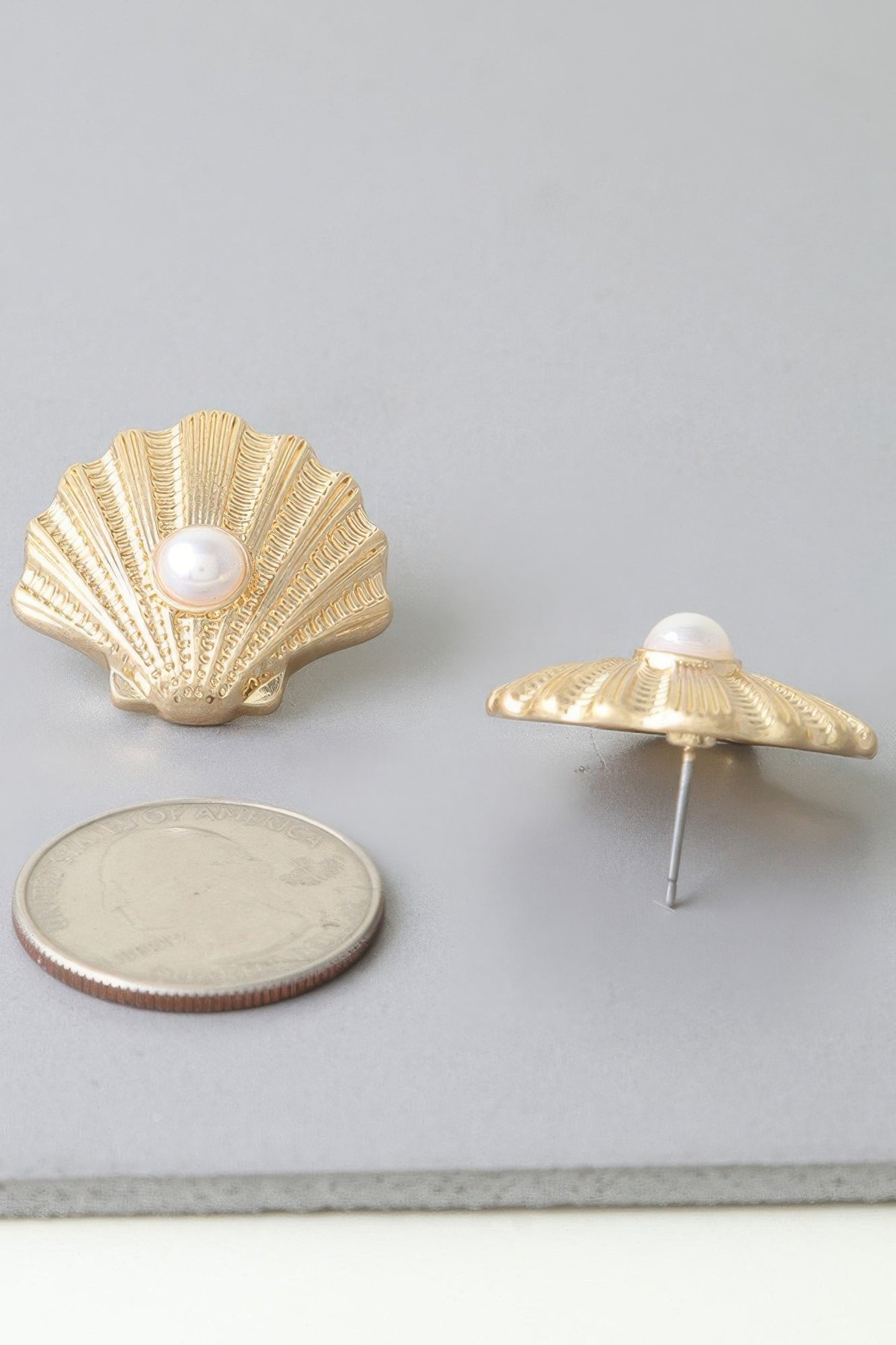 Pearled Clamshell Stud Earrings | Mixtshop LLC