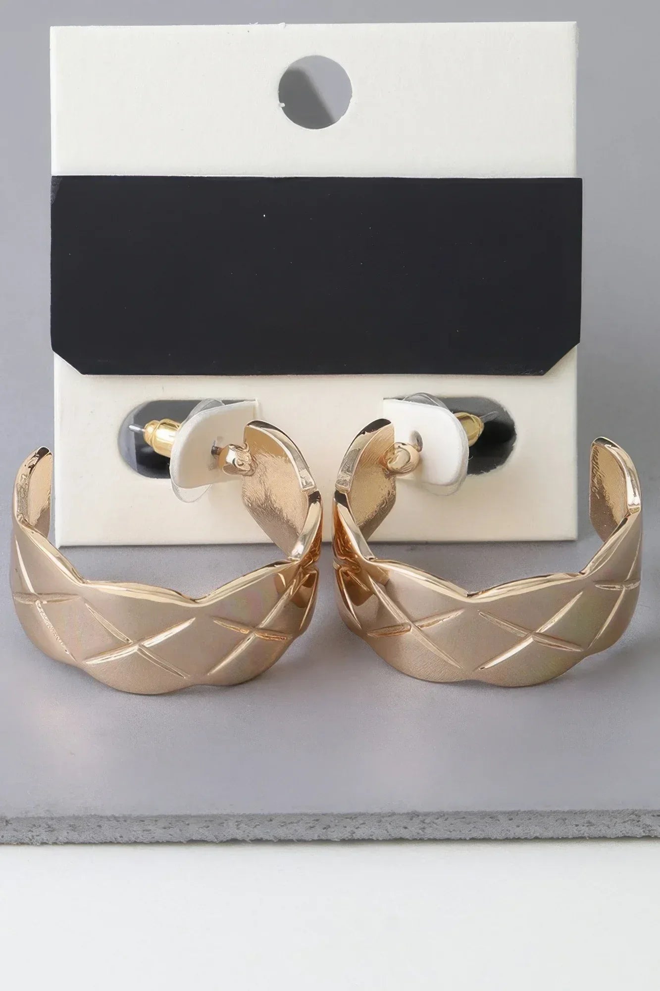 Diamond Quilt Cut Hoop Earrings | Mixtshop LLC Main image