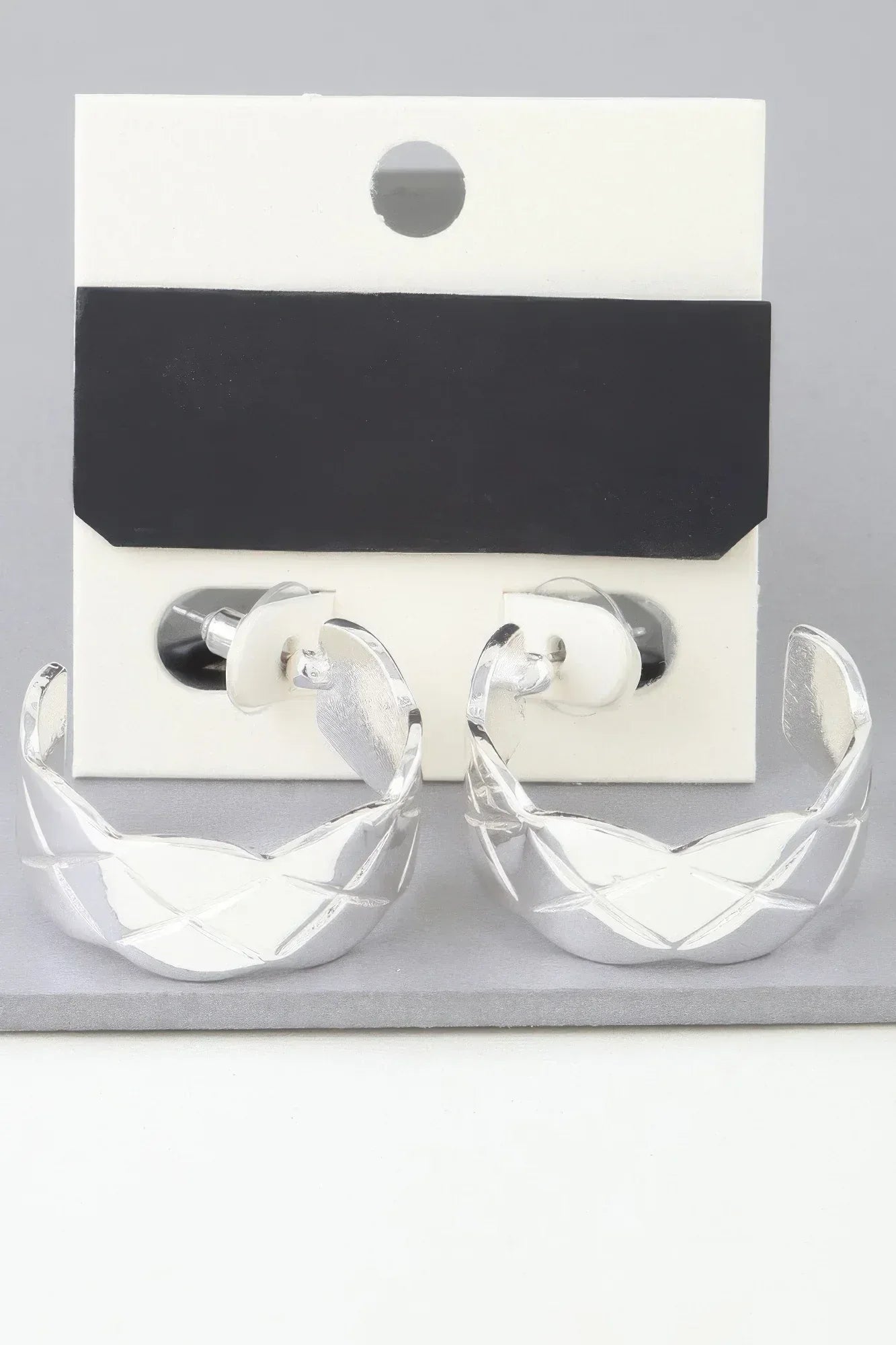 Diamond Quilt Cut Hoop Earrings | Mixtshop LLC