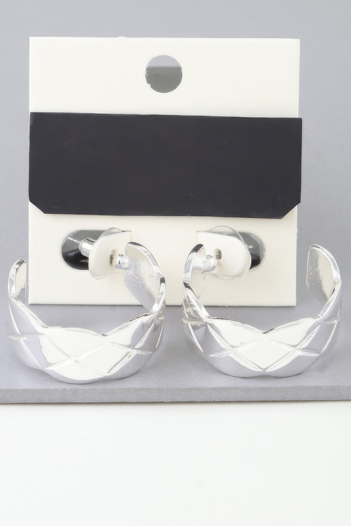Diamond Quilt Cut Hoop Earrings | Mixtshop LLC