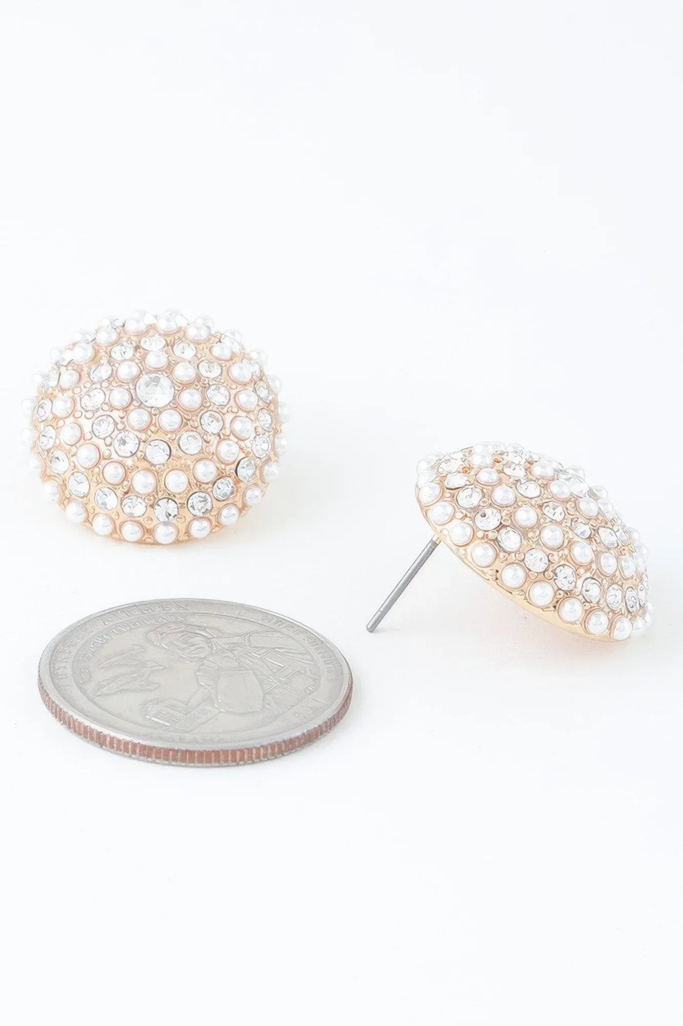 Pearled Dome Stud Earrings Secondary image