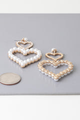 Twin Pearl Jewel Heart Drop Earrings | Mixtshop LLC