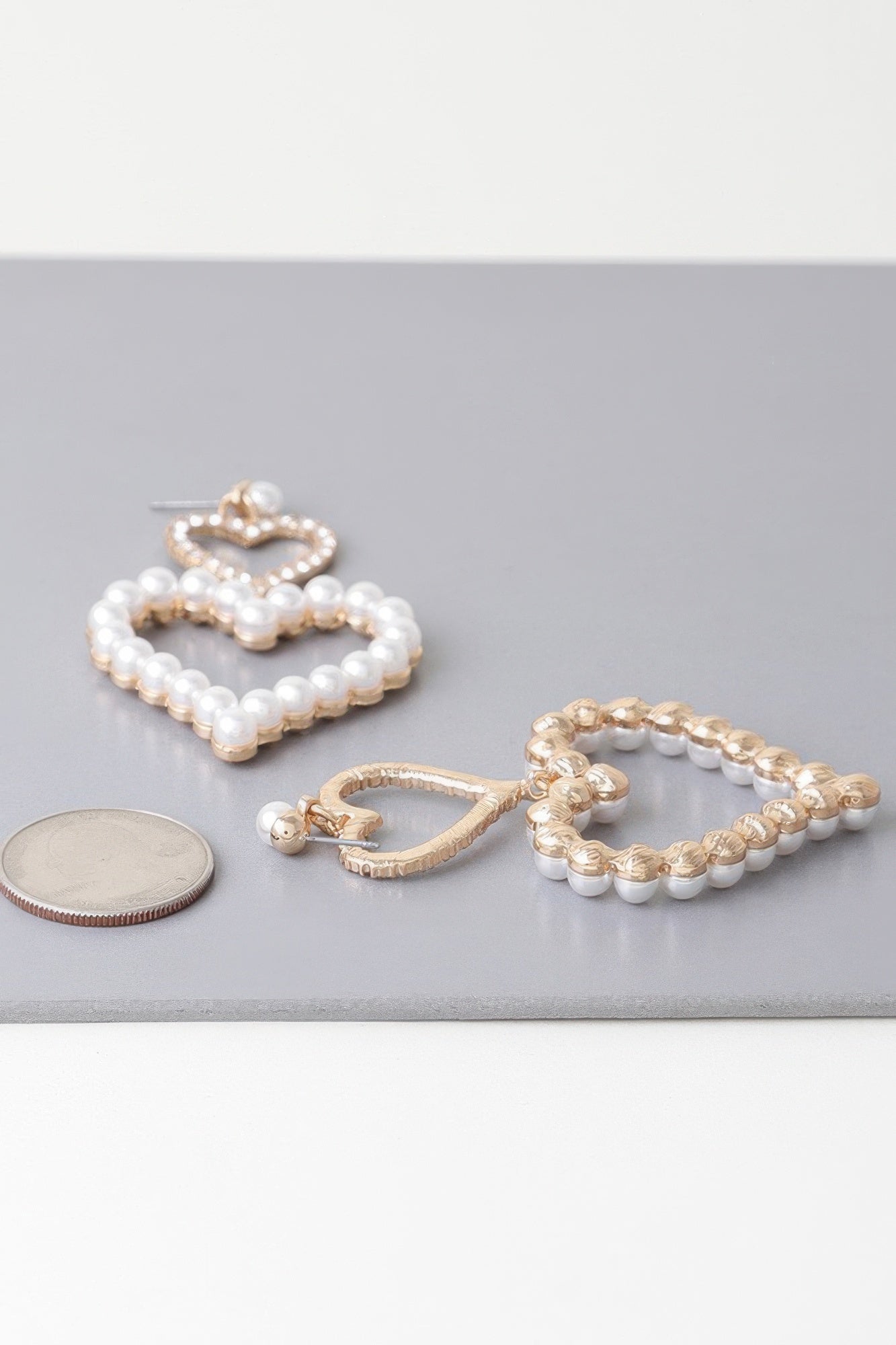 Twin Pearl Jewel Heart Drop Earrings | Mixtshop LLC