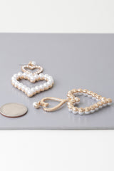 Twin Pearl Jewel Heart Drop Earrings | Mixtshop LLC