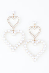 Twin Pearl Jewel Heart Drop Earrings | Mixtshop LLC