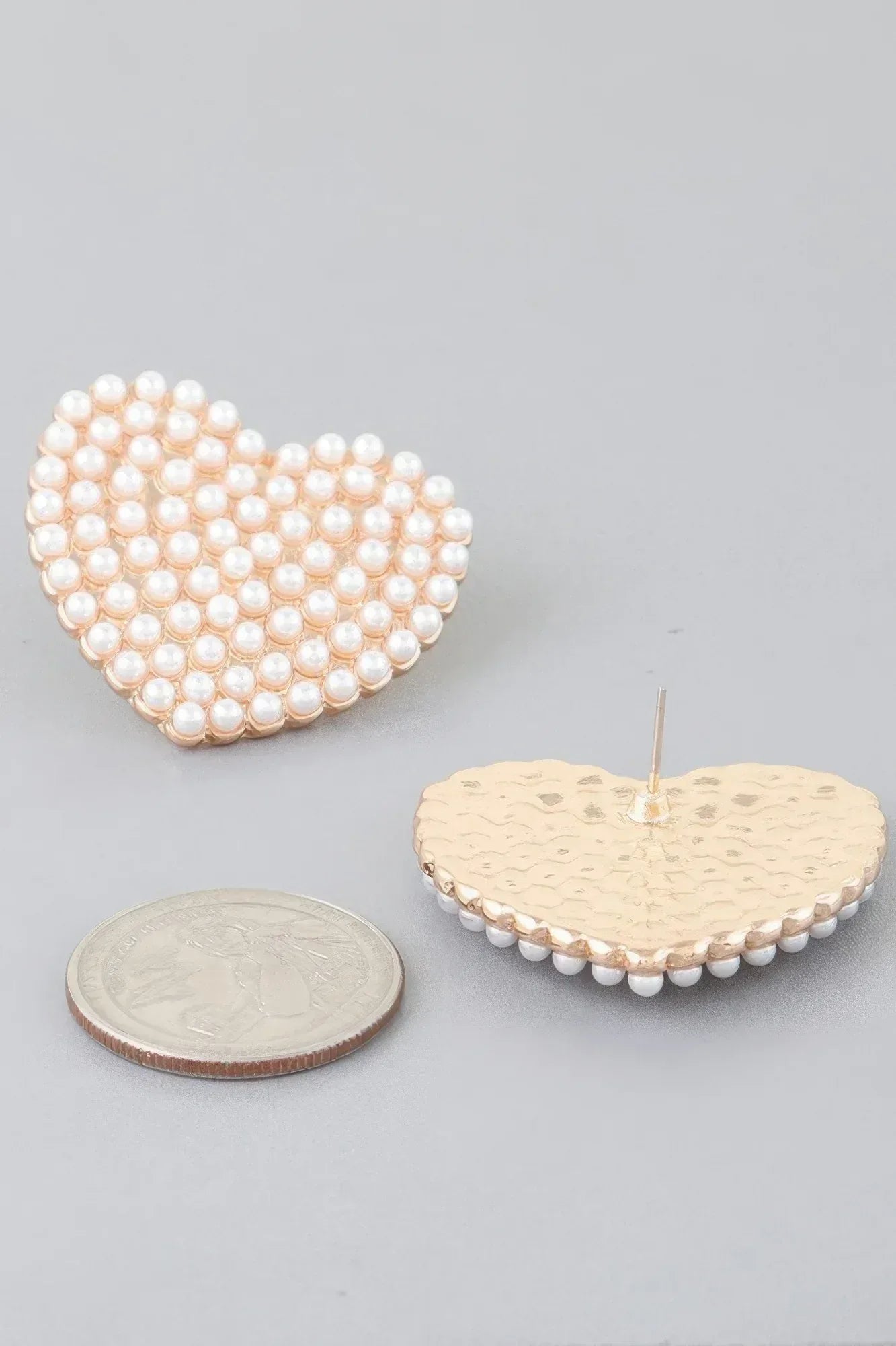 Pearled Heart Stud Earrings Secondary image