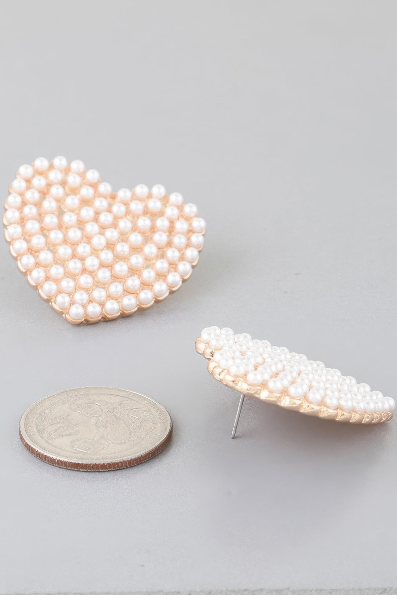 Pearled Heart Stud Earrings | Mixtshop LLC