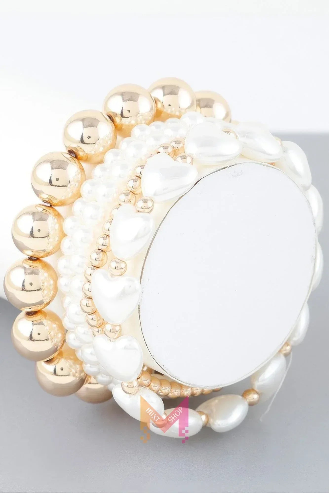 Multi Heart Stone Beaded Bracelet | Mixtshop LLC Main image