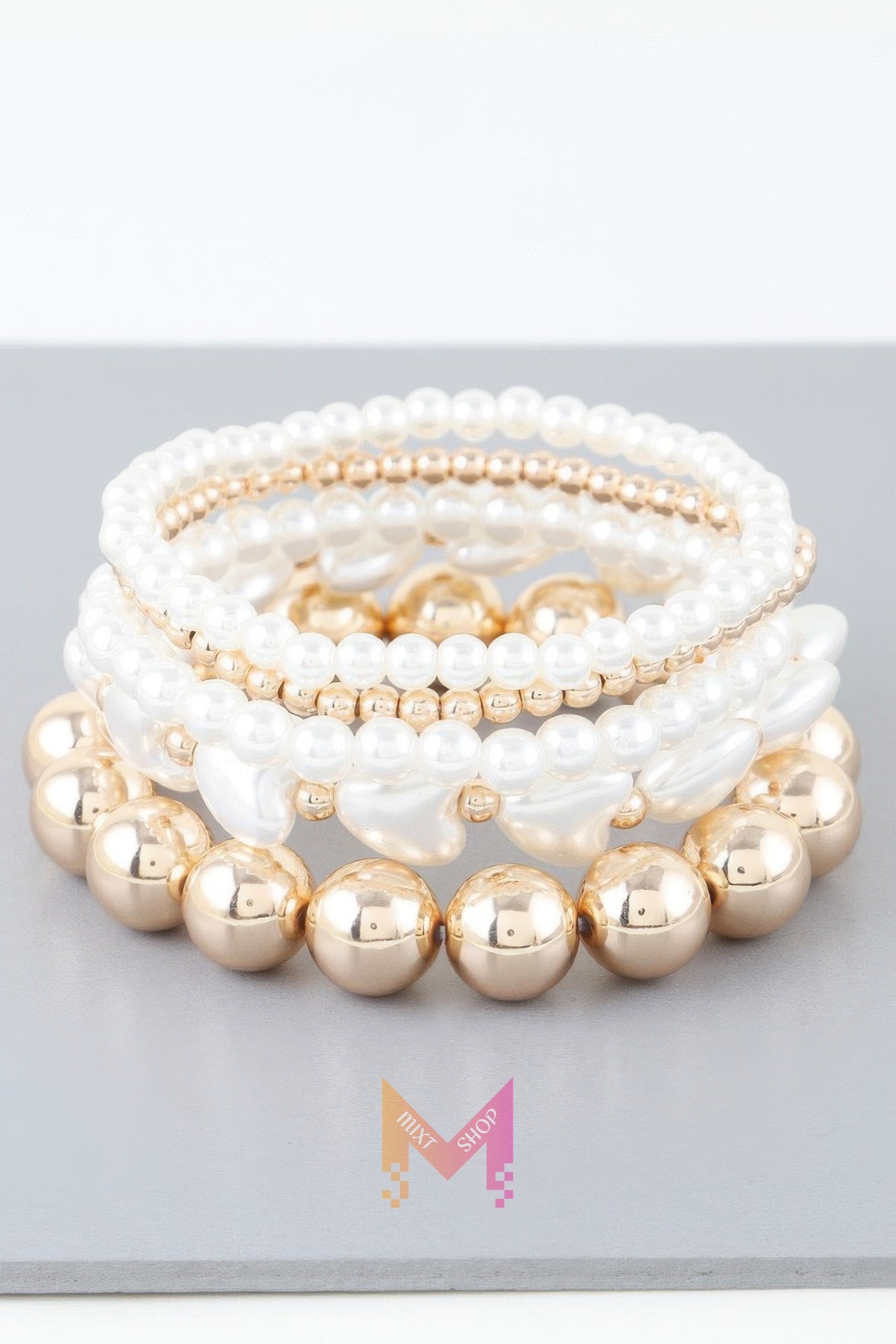 Multi Heart Stone Beaded Bracelet | Mixtshop LLC