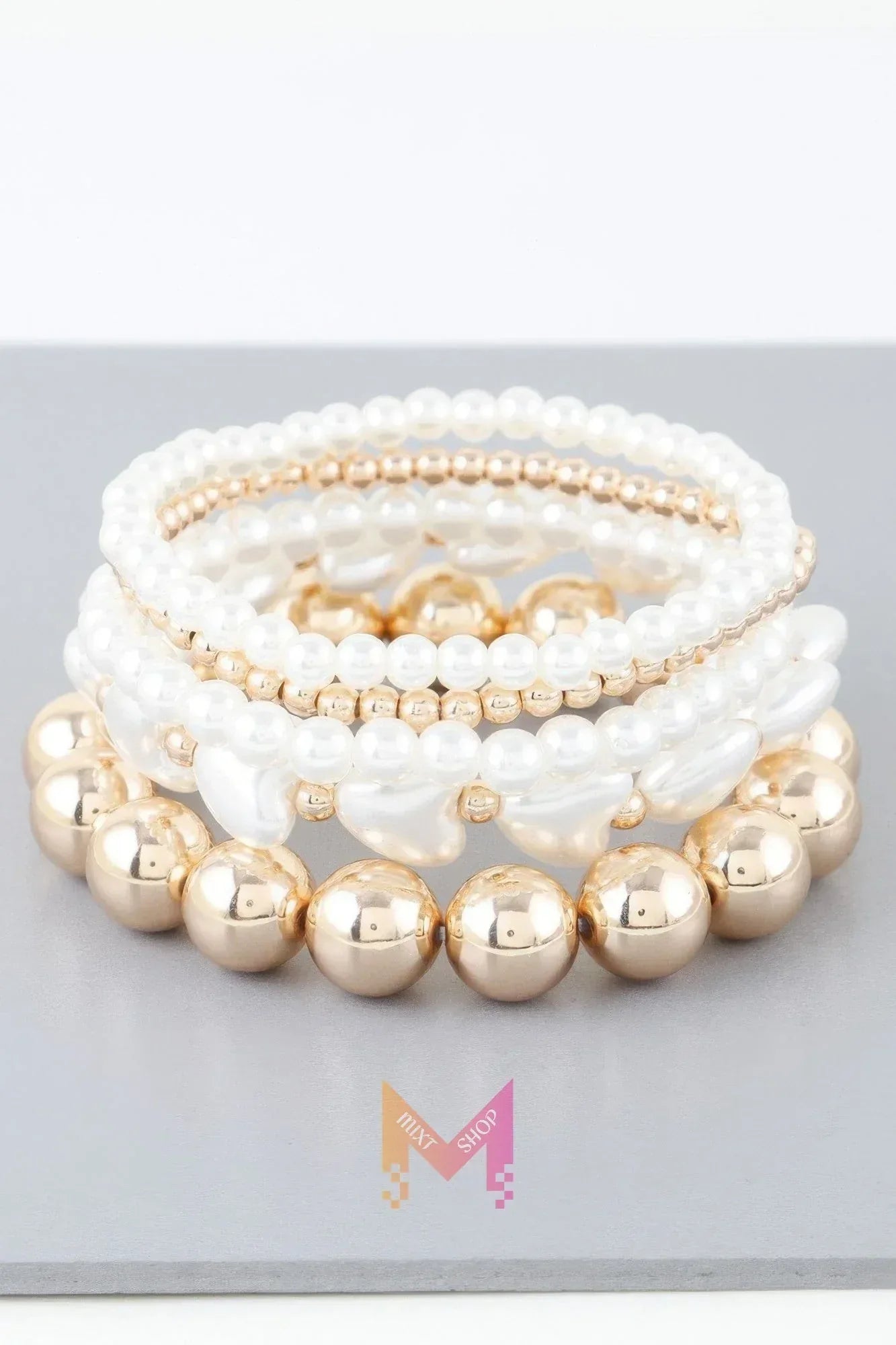 Multi Heart Stone Beaded Bracelet Secondary image