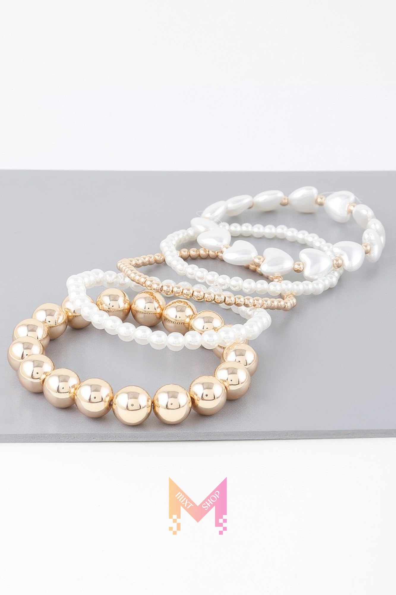 Multi Heart Stone Beaded Bracelet | Mixtshop LLC