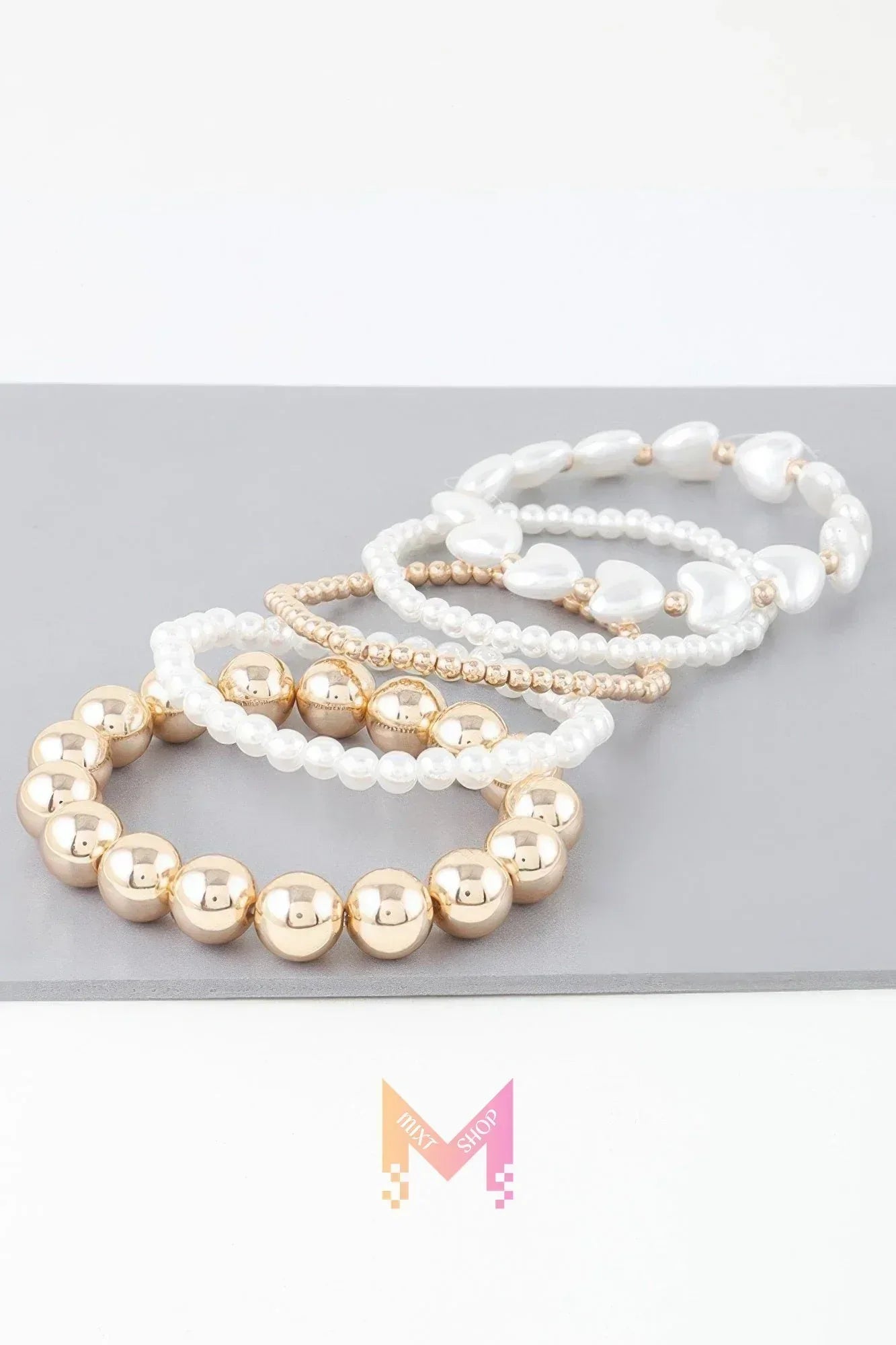 Multi Heart Stone Beaded Bracelet | Mixtshop LLC