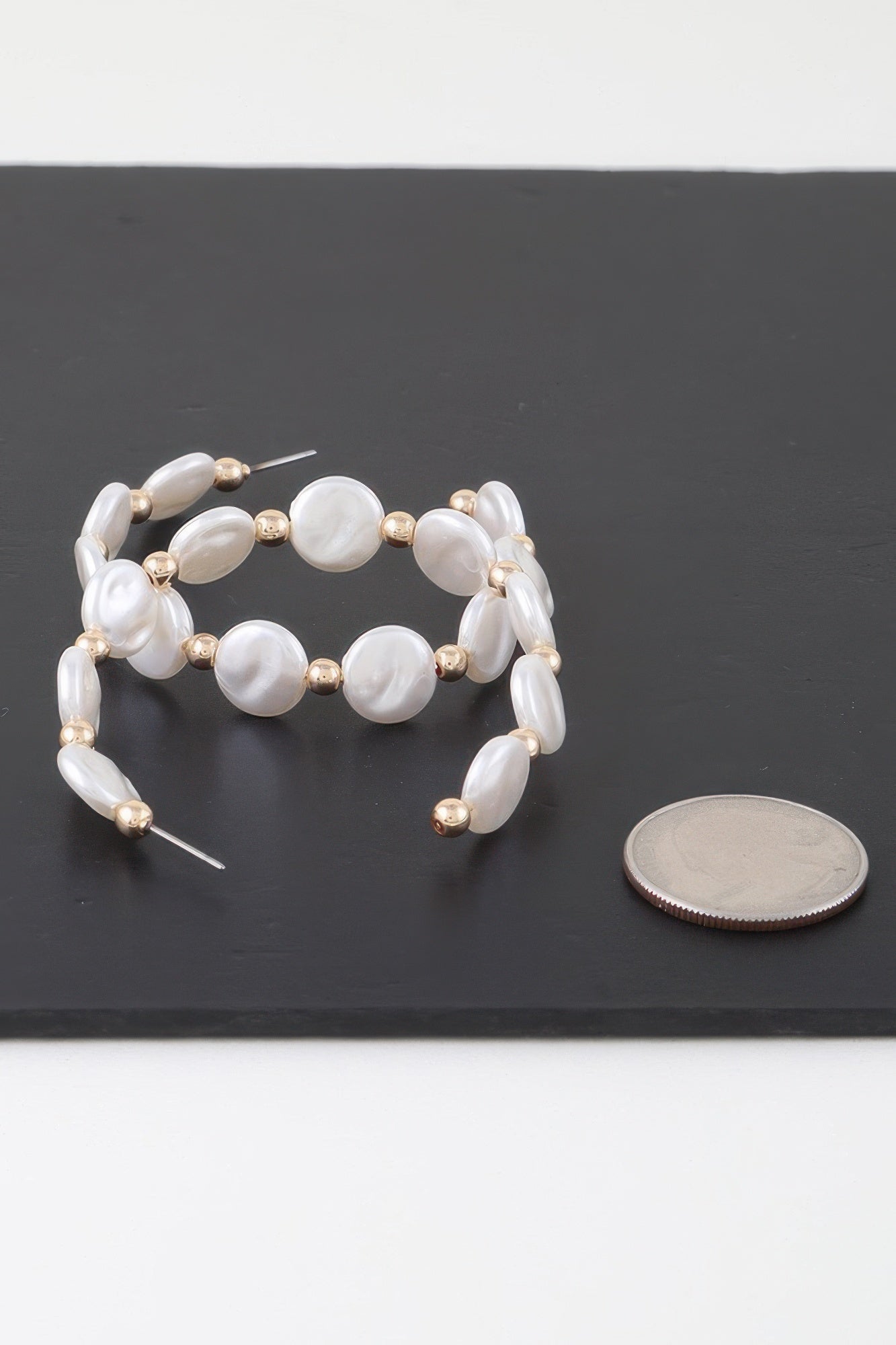 Modern Pearl Beaded Hoop Earrings | Mixtshop LLC