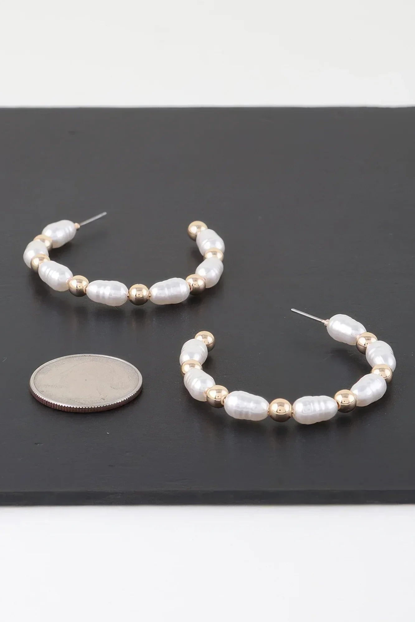 Multi Pearl Beaded Hoop Earrings | Mixtshop LLC Main image