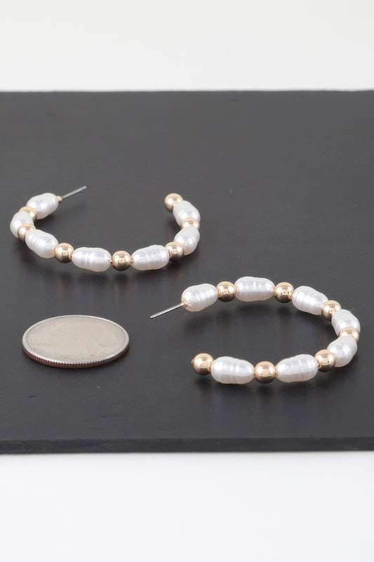 Multi Pearl Beaded Hoop Earrings | Mixtshop LLC