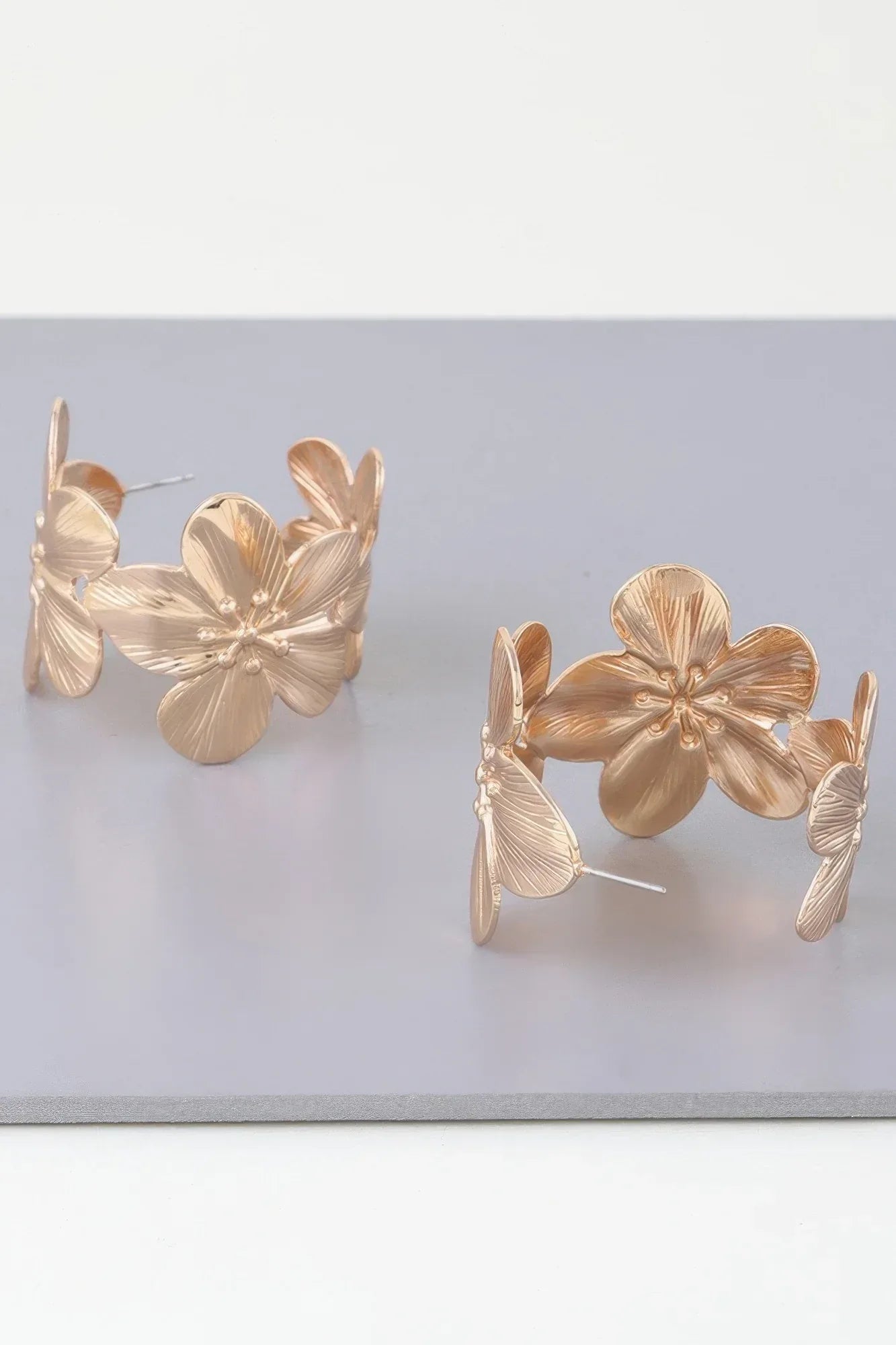 Gold Floral Hoop Earrings | Mixtshop LLC