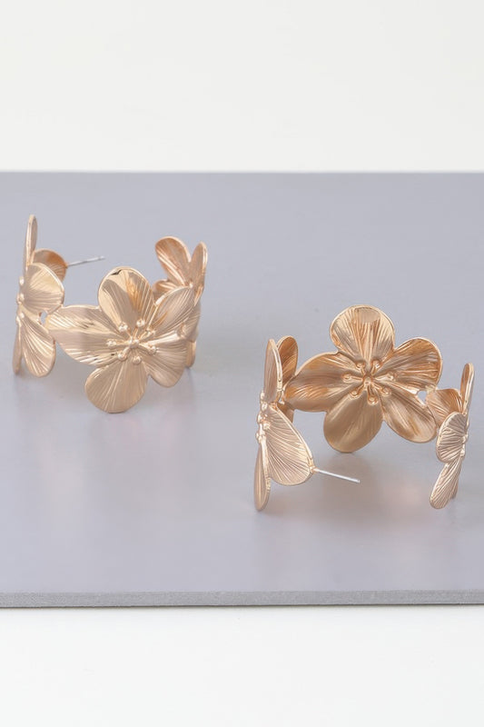 Gold Floral Hoop Earrings | Mixtshop LLC