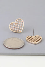 Pearl Quilt Heart Stud Earrings | Mixtshop LLC