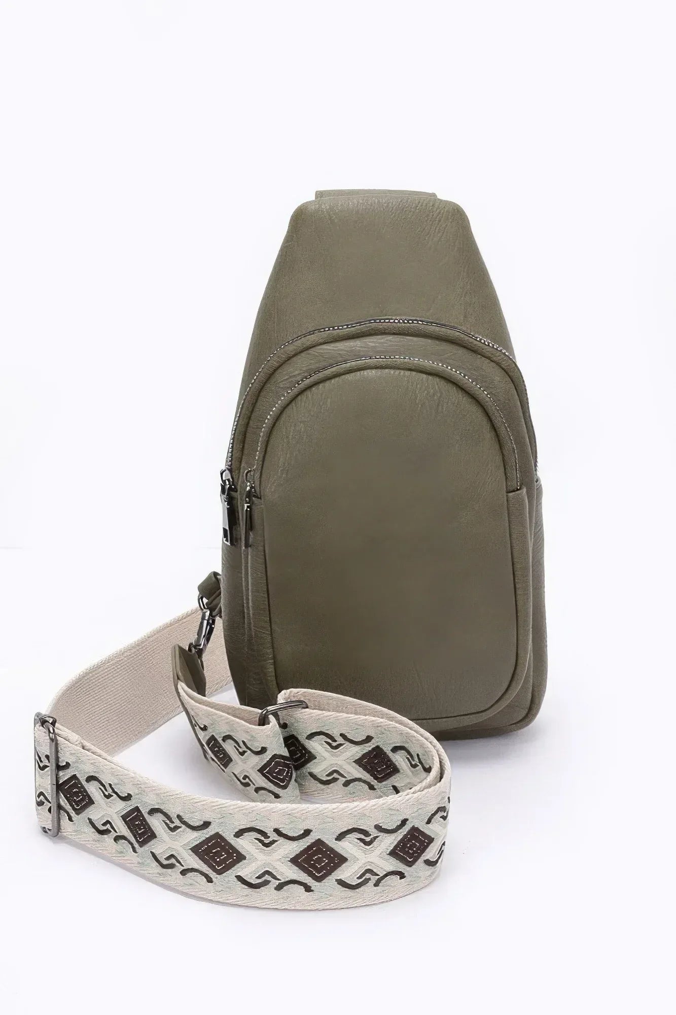 Faux Leather Sling Bag W/multi Color Strap | Mixtshop LLC Main image