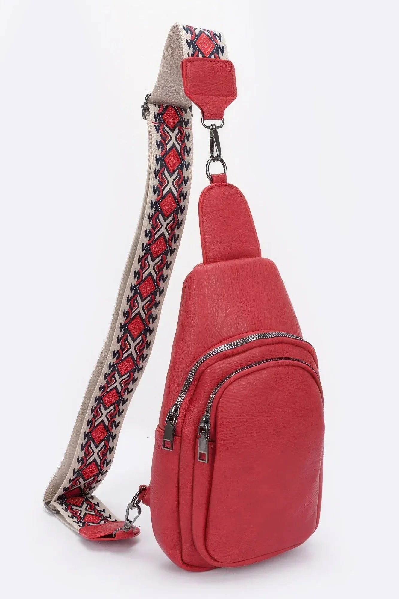 Faux Leather Sling Bag W/multi Color Strap | Mixtshop LLC