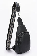 Faux Leather Sling Bag W/multi Color Strap | Mixtshop LLC